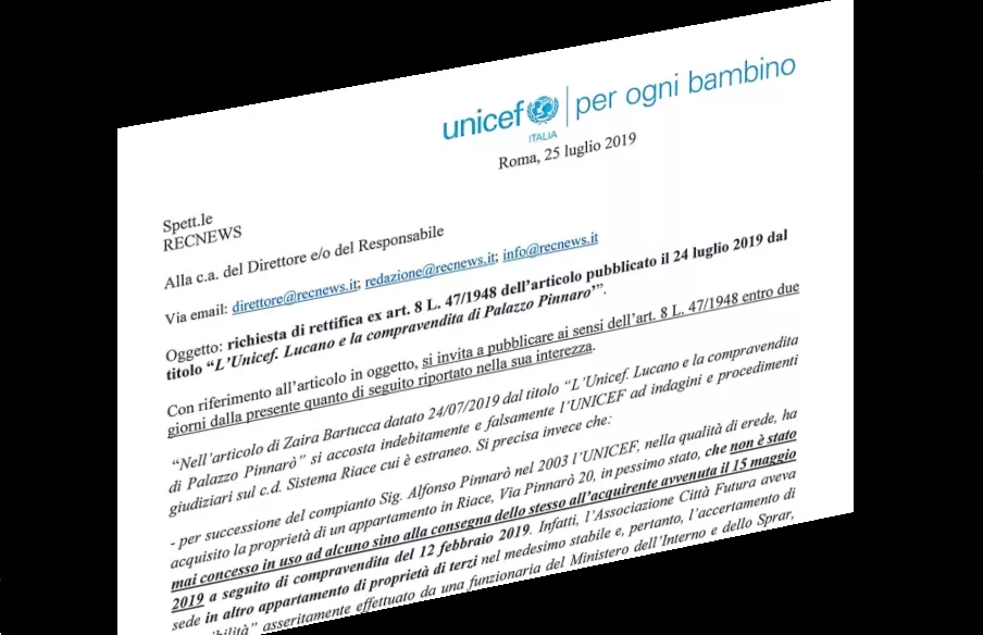 Riceviamo dall'Unicef e pubblichiamo | Rec News dir. Zaira Bartucca