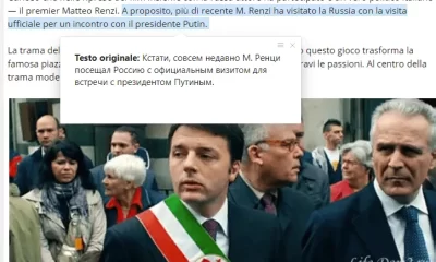 Renzi che oggi critica la Russia, ieri faceva l'attore nel film co-finanziato dalla Federazione | Rec News dir. Zaira Bartucca