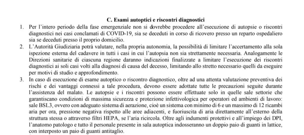 La circolare: "Finché c'è lo stato di emergenza niente autopsie ai casi di Covid-19" | Rec News dir. Zaira Bartucca