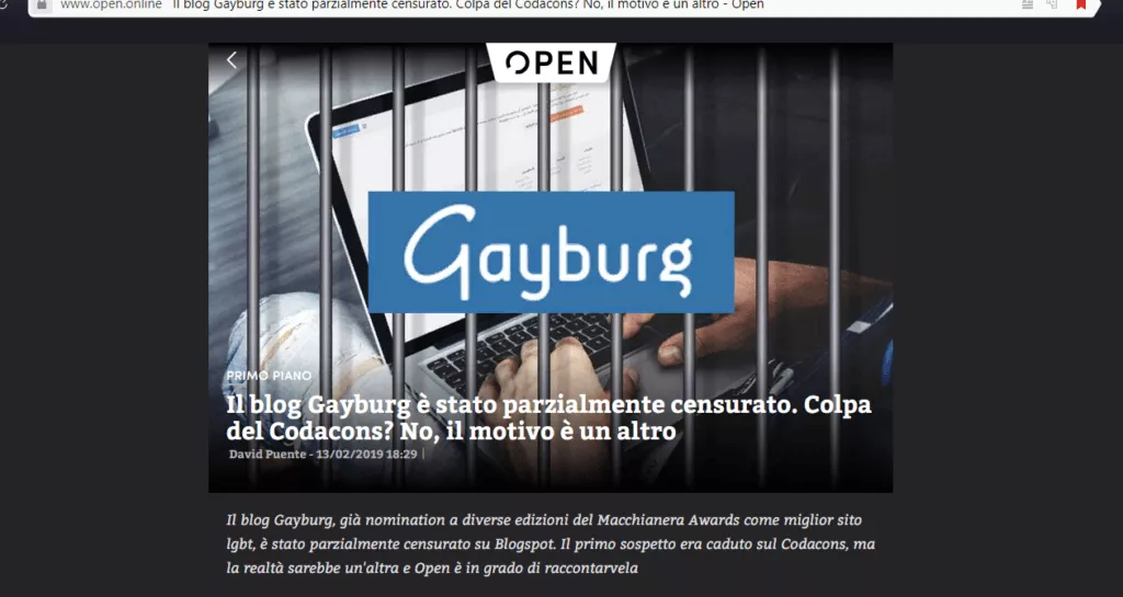 Google blocca Gayburg per le diffamazioni a Zaira Bartucca