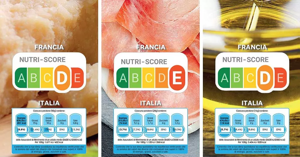 Un esempio di Nutriscore, l'etichettatura a semaforo. Penalizza eccellenze come l'olio EVO (considerato poco salutare), mentre approva bevande come la Coca Cola: ha pochi zuccheri e poche calorie