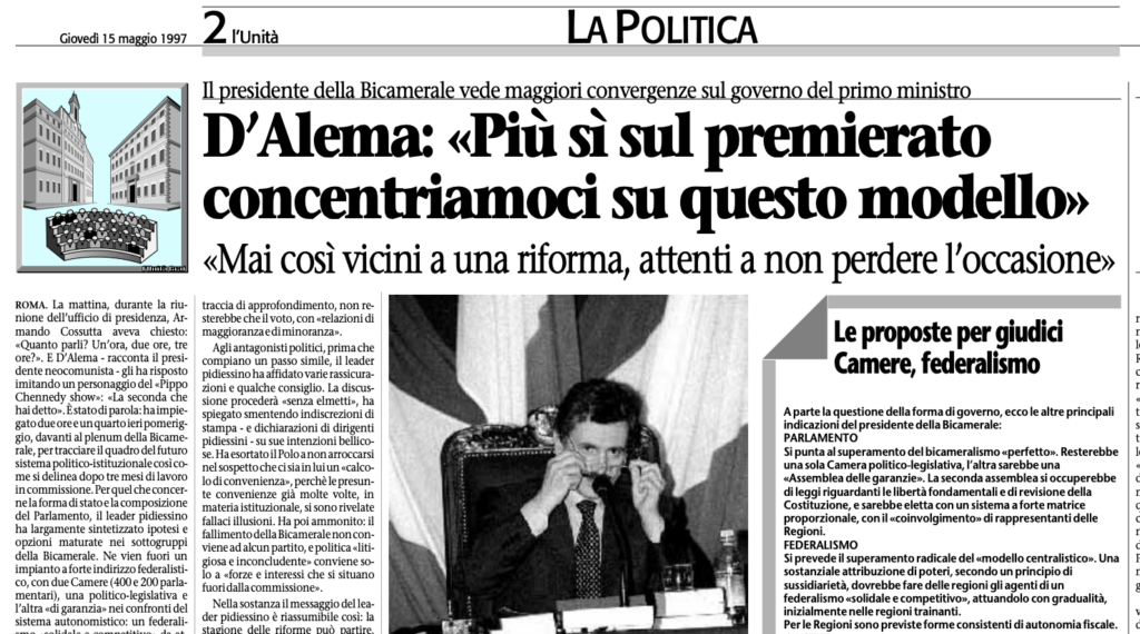 Premierato, oggi Meloni chiede le stesse cose che voleva ottenere D'Alema con la Bicamerale del '97 | Rec News dir. Zaira Bartucca